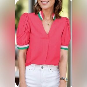 Elegant Pink Puff Sleeve Top